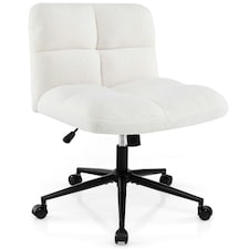 COSTWAY Modern Office Chair Upholstered Criss Cross Chair Beige White