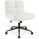image 1 of COSTWAY Modern Office Chair Upholstered Criss Cross Chair Beige White