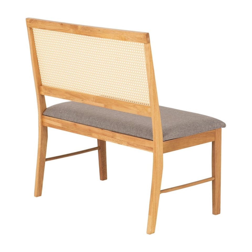 image 1 of Ellis Indoor Dining Bench - L52 x W89 x H92.5 cm - Oak Effect - Grey Fabric