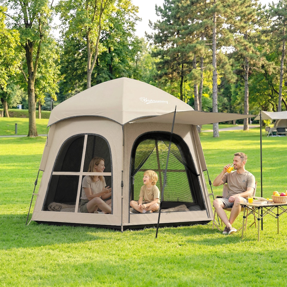image 1 of Outsunny Instant Camping Pop Up Tent 3000mm Waterproof for 3-4 Person Khaki
