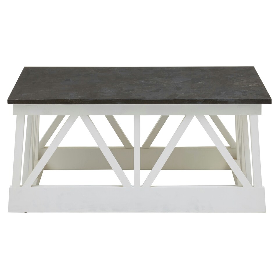 image 1 of Interiors by Premier Sleek Coffee Table, Rectangular Top Display Coffee Table, Carved Base Indoor Coffee Table With Storage White