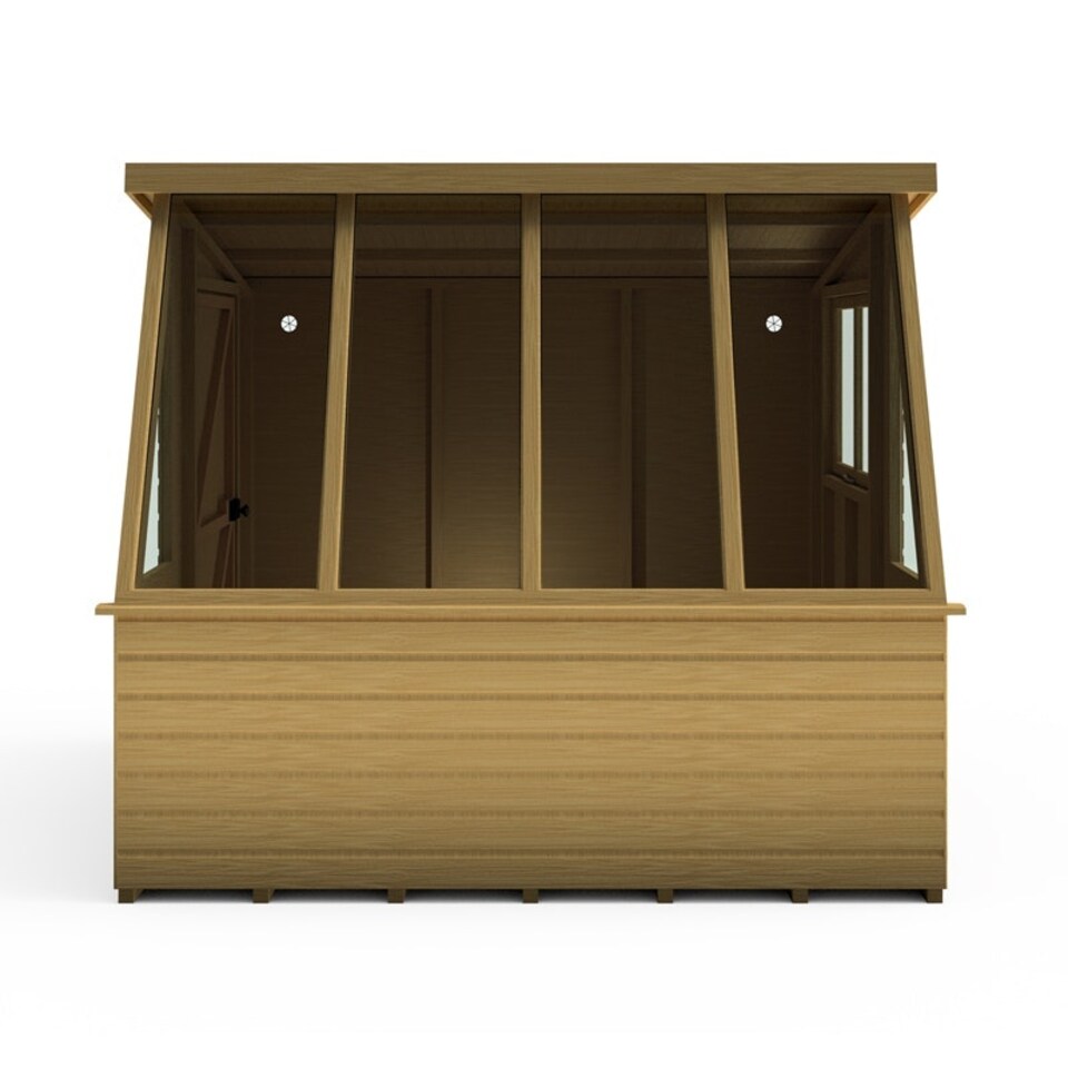 image 1 of Iceni 8 x 8 Feet Potting Shed Pre Hung Doors with Opening Glass Side Window Style A Brown