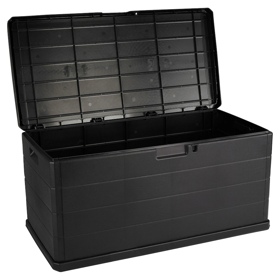 image 1 of 350L Outdoor Patio Anthracite Plastic Garden Storage Box With Handles & Wheels