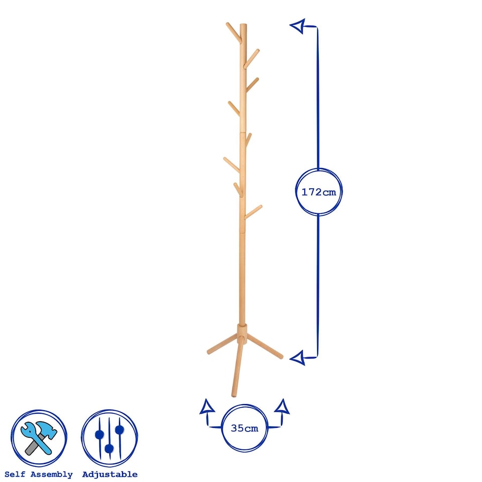 image 1 of Harbour Housewares Free-Standing Wooden Coat Rack - Grey | Grey | Grey | One Size