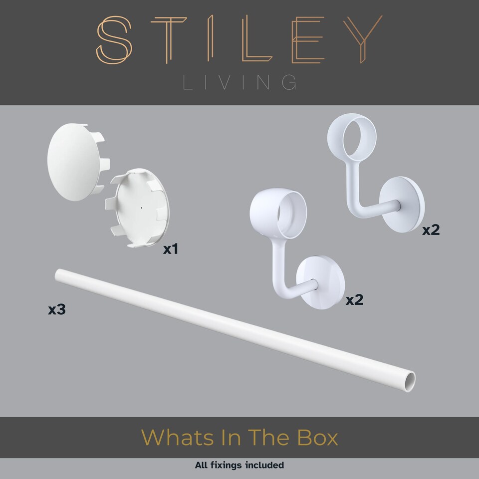 image 1 of Stiley Living Wall Mounted Handrail Kit, Banister System with Brackets and Fixings