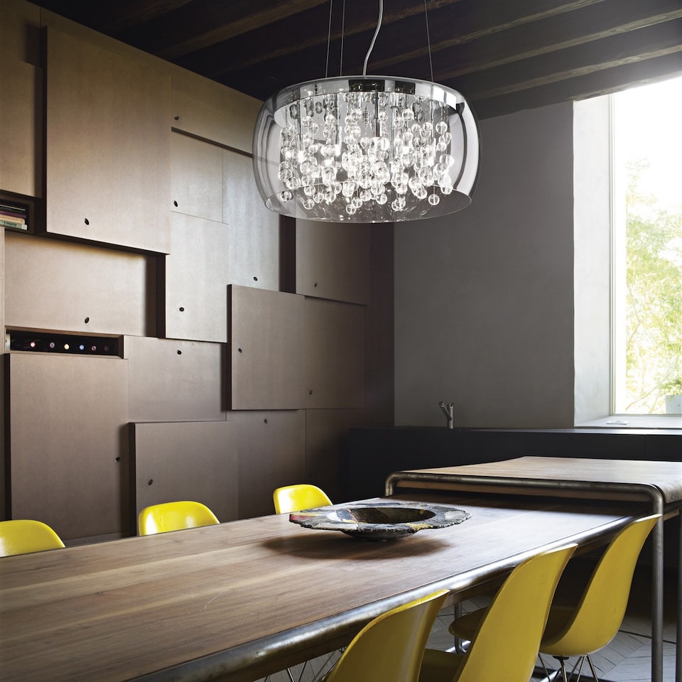 image 1 of Audi 8 Light Large Blown Glass Bubbles Ceiling Pendant Chrome, G9