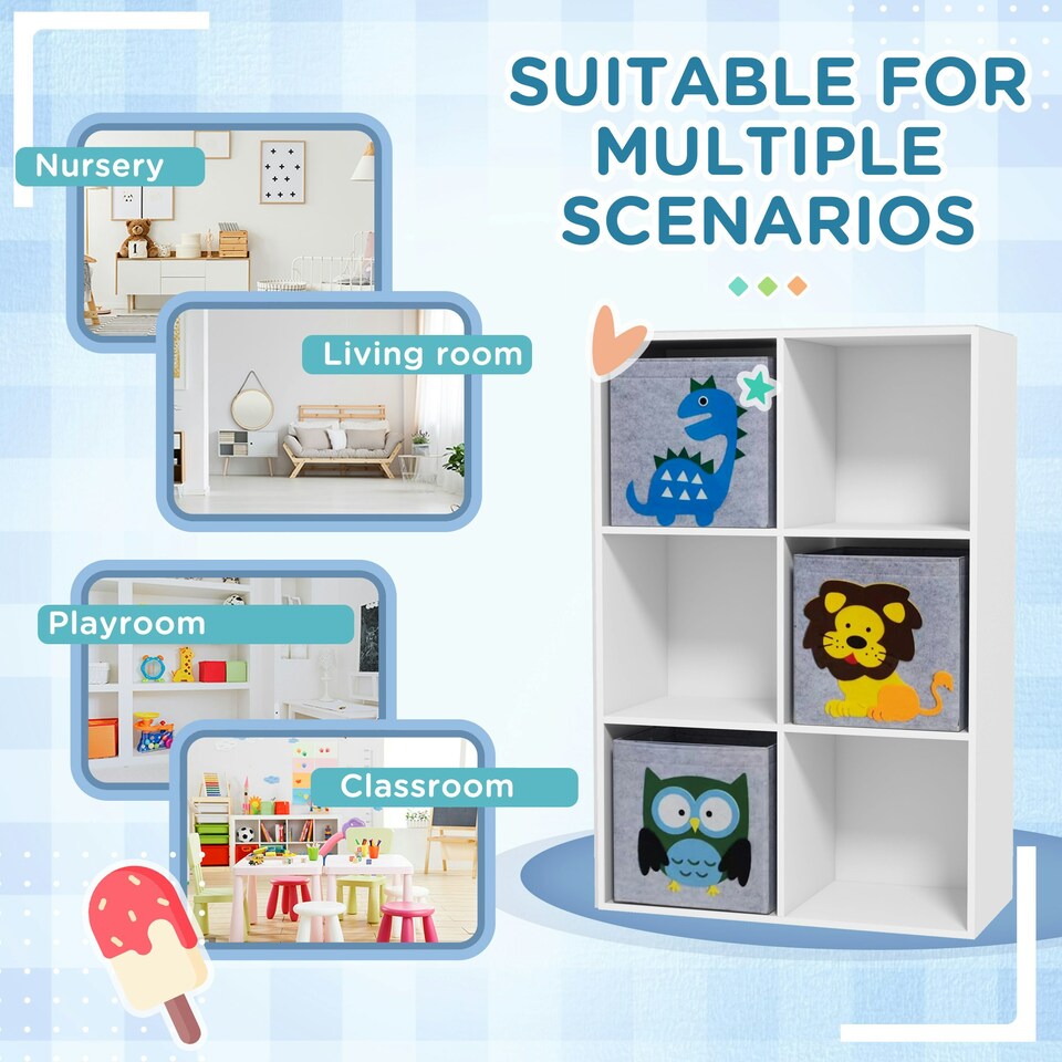 image 1 of ZONEKIZ Toy Organiser with Three Non-Woven Fabric Drawers for Bedroom - White White | 61.8 x 29.9 x 91.5 cm