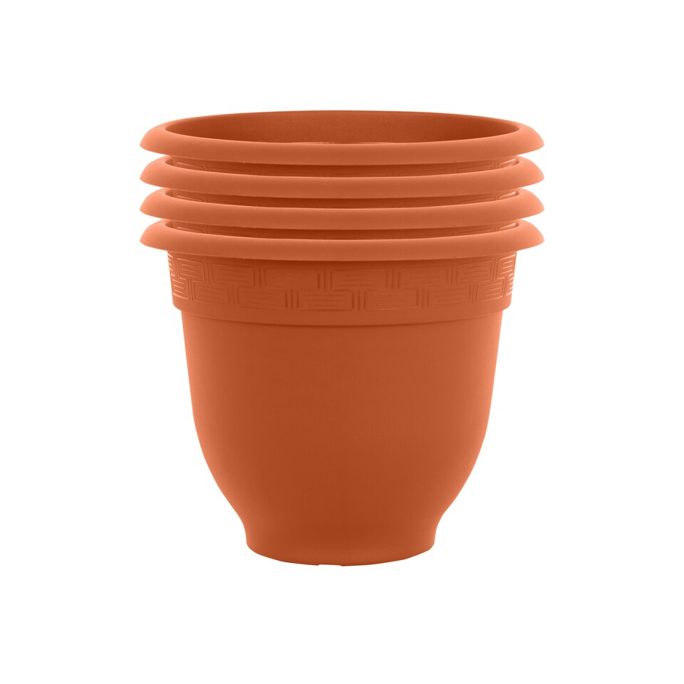 image 1 of Bell Pot 4x 36cm Round Plastic Garden Planter Orange