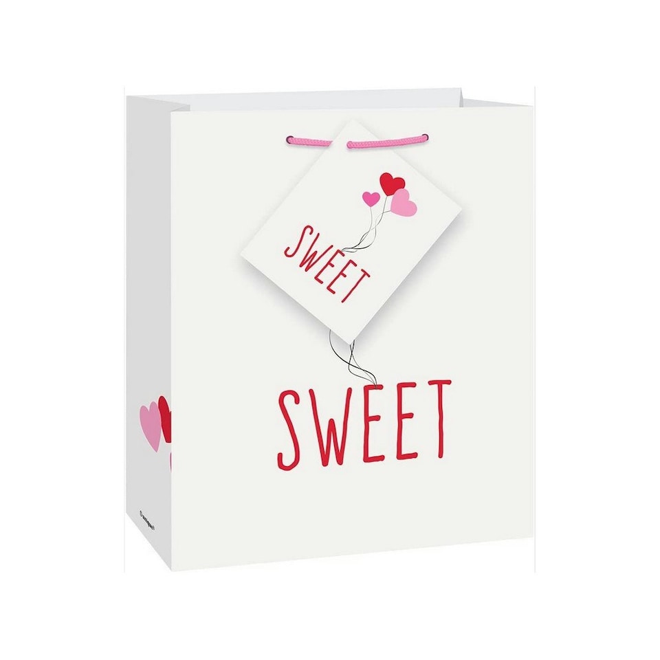 Unique Party Sweet Hearts Valentine`s Day Gift Bag - White/Red/Pink - One Size