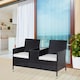 image 7 of Outsunny Rattan Chair Garden Furniture Patio Love Seat Table Grey | Grey