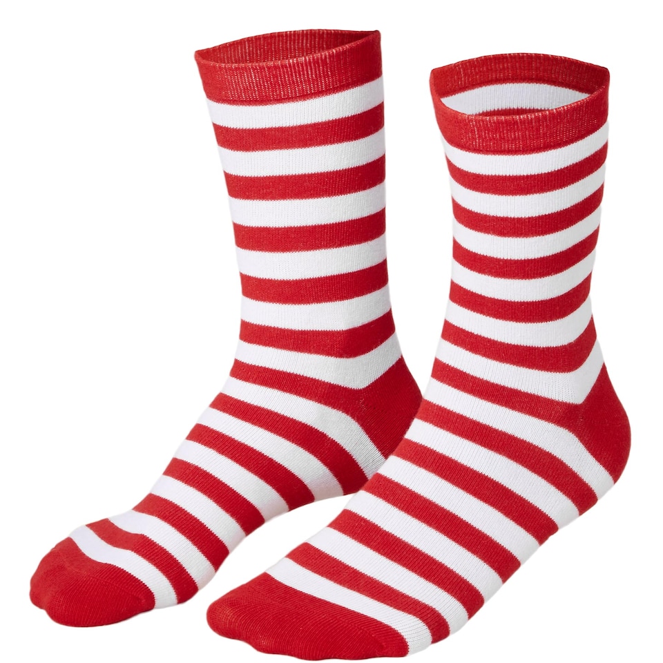 image 1 of Striped Christmas socks white-red | Red | red/white | 47-50 | 1