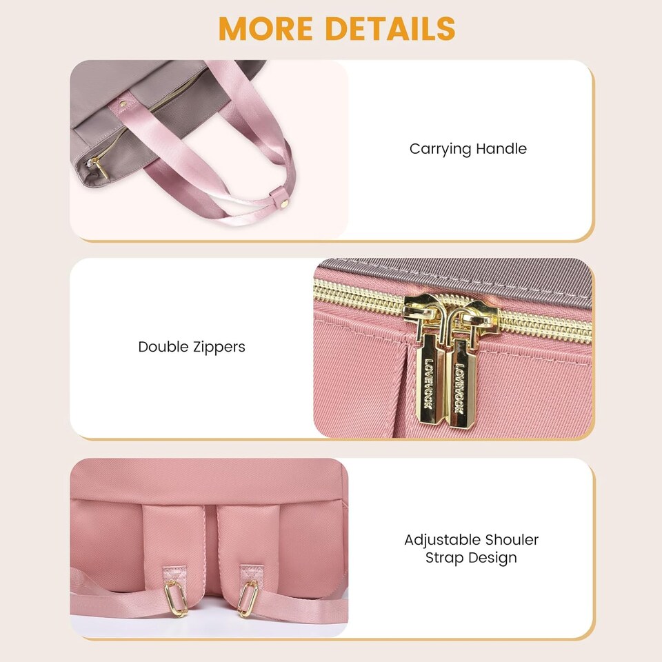 image 1 of LOVEVOOK Nappy Bag Backpack, Nappy Tote Bag with Insulated Pockets,Baby Bag for Girl Boy with Changing Pad,Large Baby Diaper Bag with Pacifier Case,Anti-Theft Travel Backpack for Women,Pink-Gray