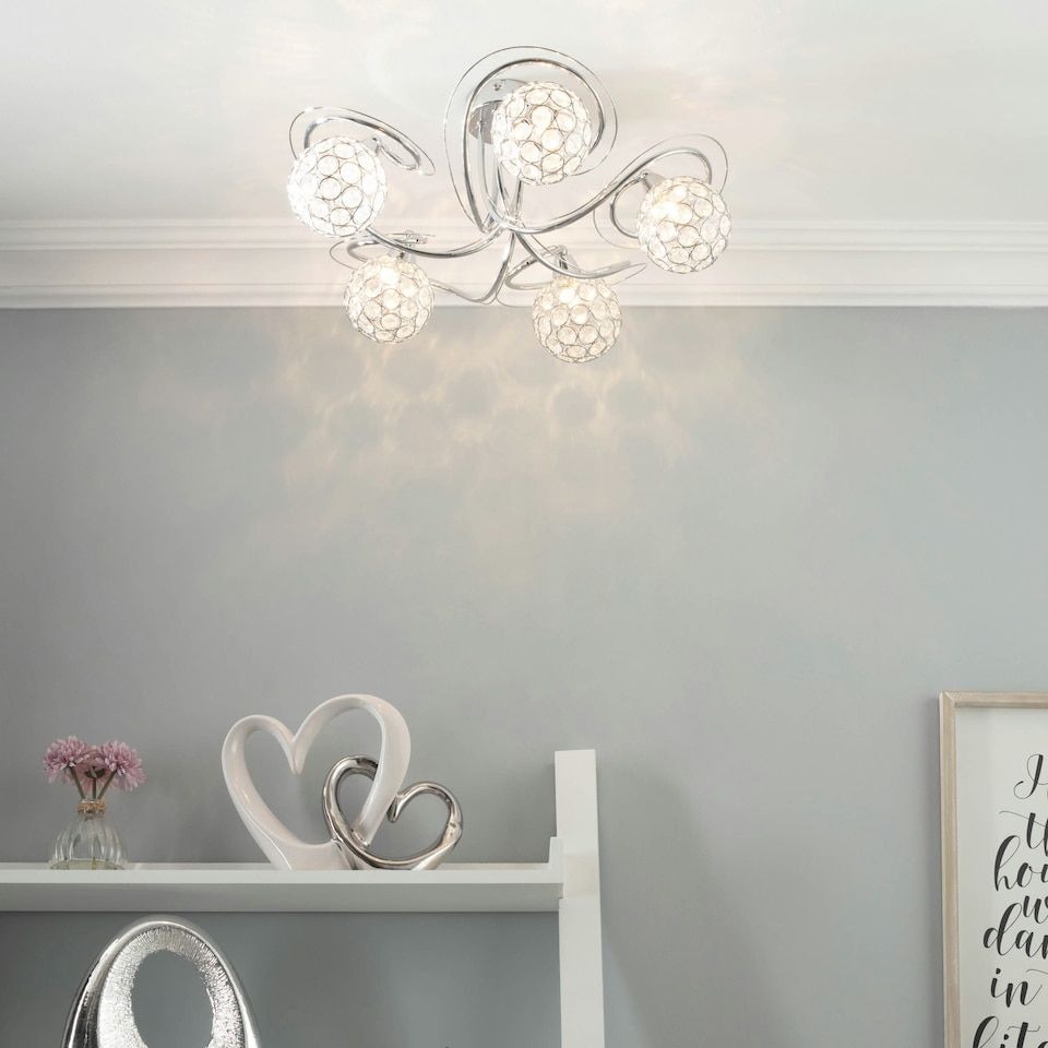 image 1 of BHS Orianna 5 Light Ceiling Light, Chrome