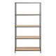 image 2 of Seaford Tall Black Metal Bookcase with 4 Oak Shelves