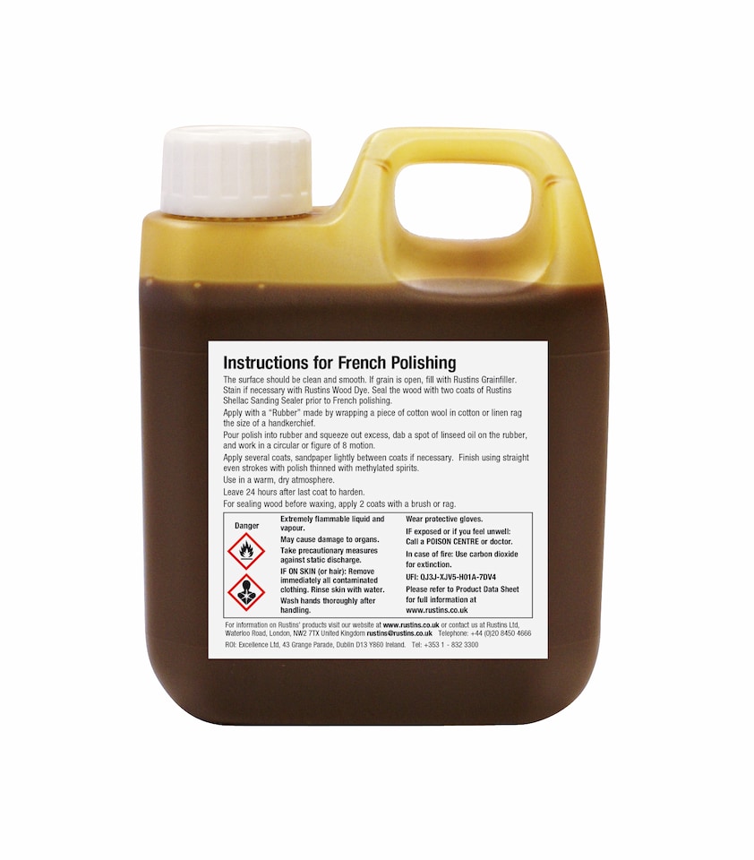 image 1 of Rustins French Polish Pure Shellac Quality Finish for Furniture 1L | Clear | 1l | 1