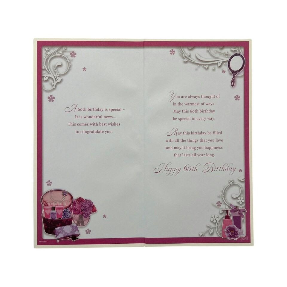 image 1 of Age 60 Female Perfume and Mirror Design Opacity Birthday Card