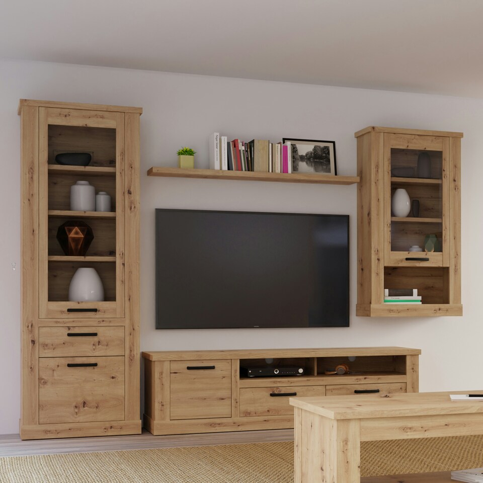 image 1 of Wensley 1 Drawer Coffee Table in Light Grey and Oak
