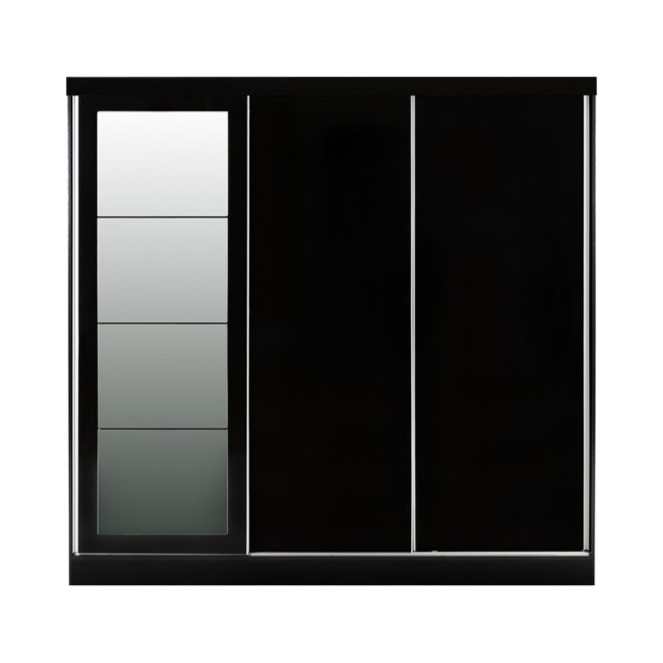 image 1 of Nevada 3 Door Sliding Wardrobe - L62 x W242.5 x H194 cm - Black Gloss Black