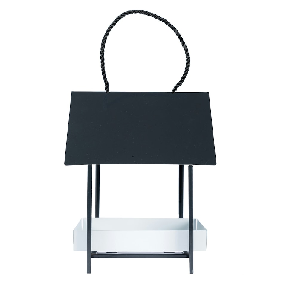 image 1 of Homescapes Hanging Black Metal Bird Table with Chain