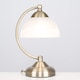 image 3 of ValueLights Stamford Antique Brass Crescent Table Lamp Glass Shade | Gold