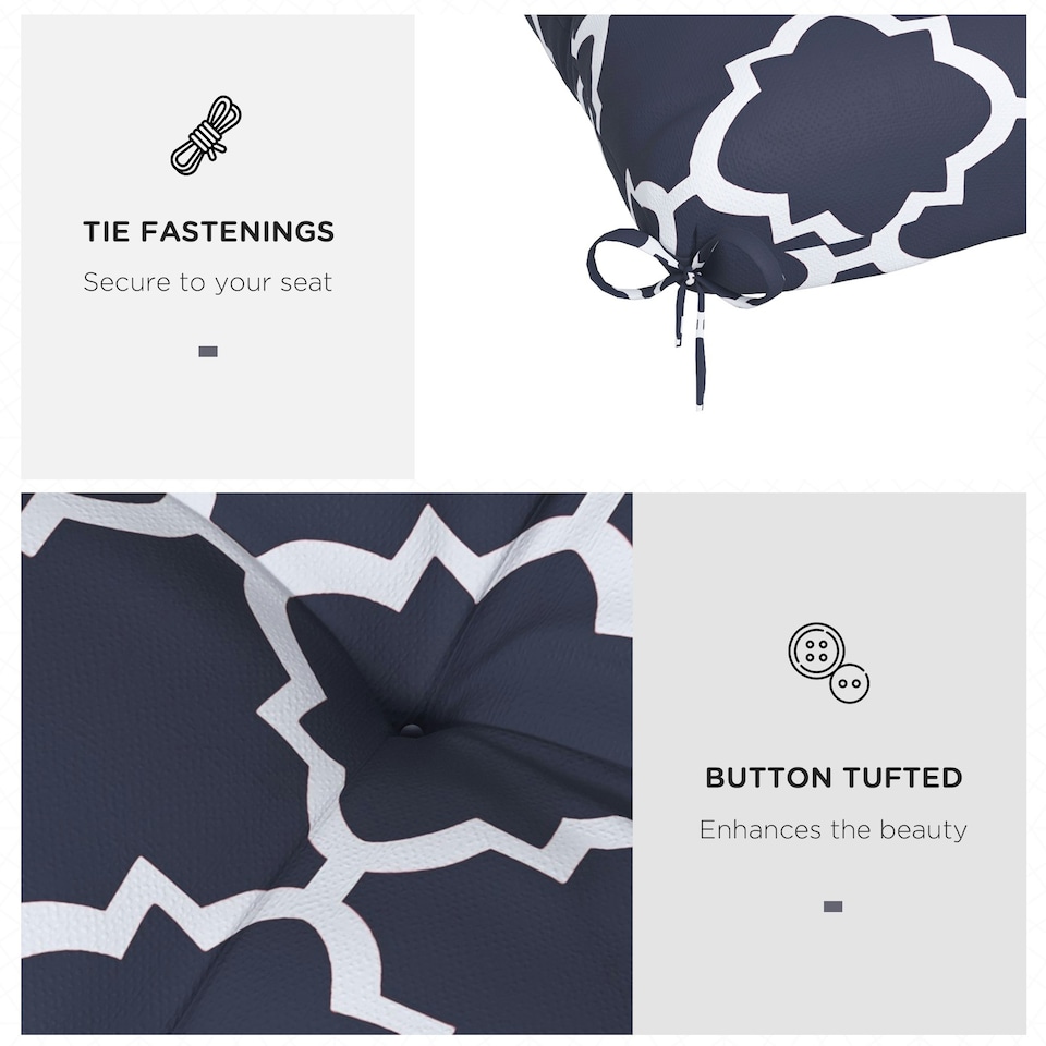 image 1 of Outsunny Set of 4 Outdoor Seat Cushions Water Repellent Seat Pads with Ties | Blue | Blue | 4