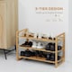 image 4 of HOMCOM Bamboo Shoe Rack, 3-tier Shoe Storage Shelf for 9 Pair Shoes for Entryway