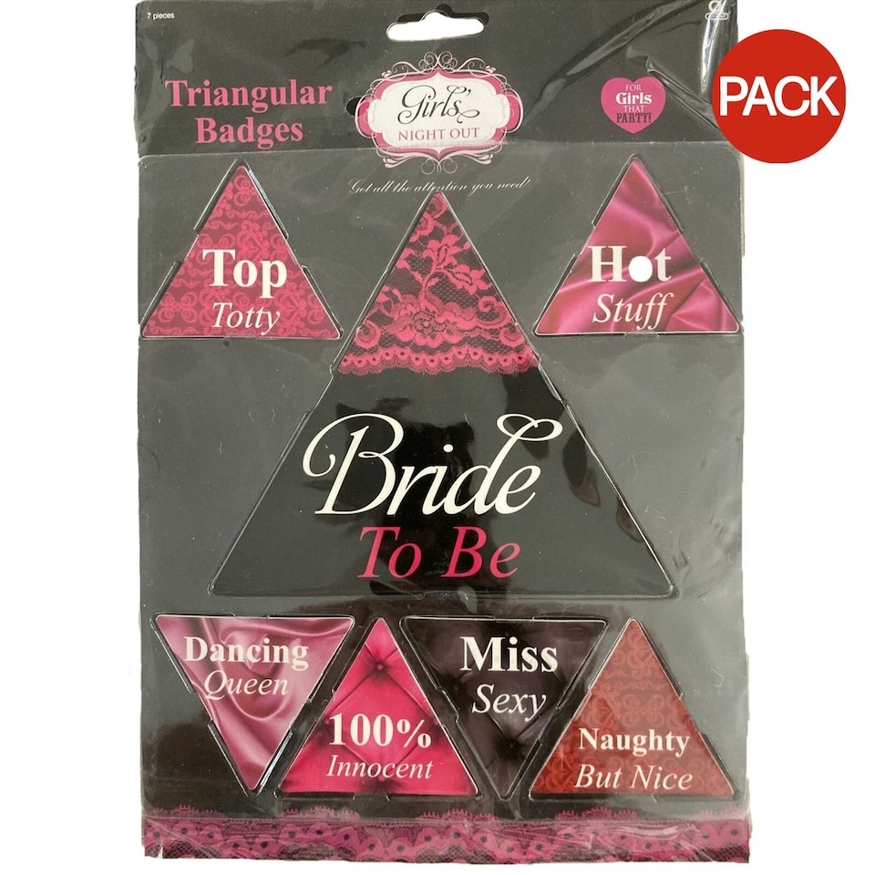 Amscan Girls Night Out Badge Set (Pack of 7) - Black/Pink/White - One Size