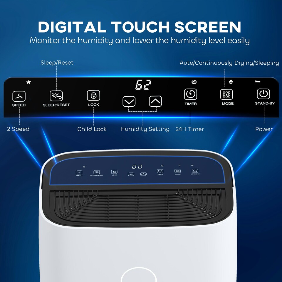 image 1 of HOMCOM 16L/Day Portable Quiet Dehumidifier for Home, Electric Air De-Humidifier