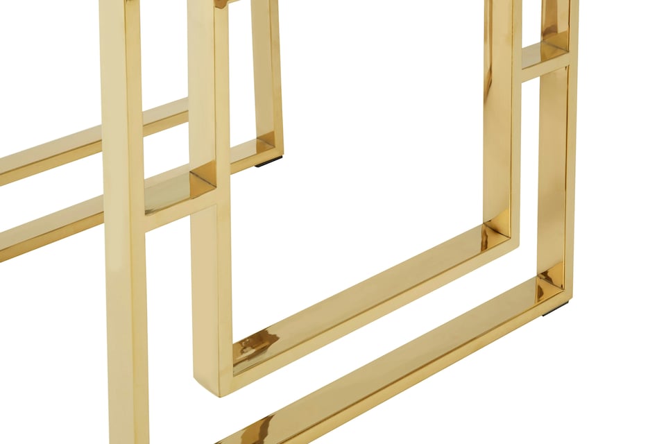 image 1 of Interiors by Premier Minimalist Design Gold Finish Square Legs End Table, Contemporary Wide Side Table, Durable Statement Table | Gold