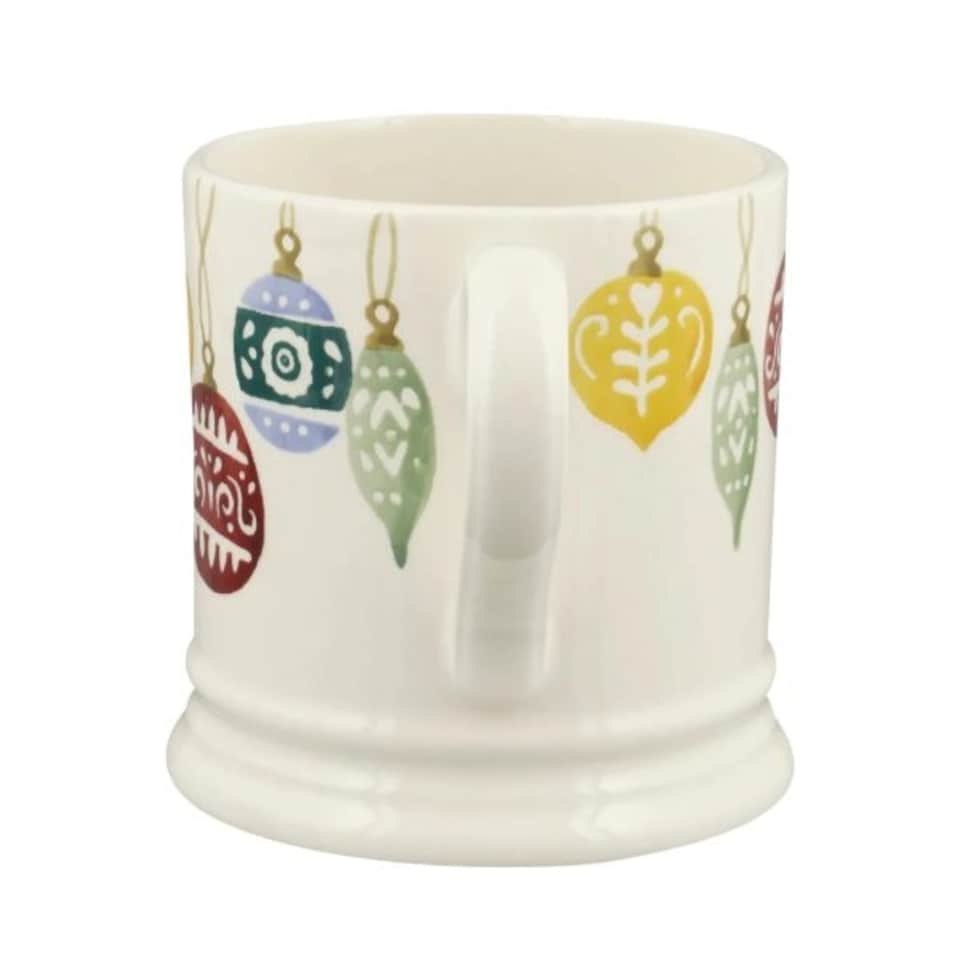 image 1 of Mug: 1 x 300ml Emma Bridgewater Baubles Half Pint Mug, Ceramic White