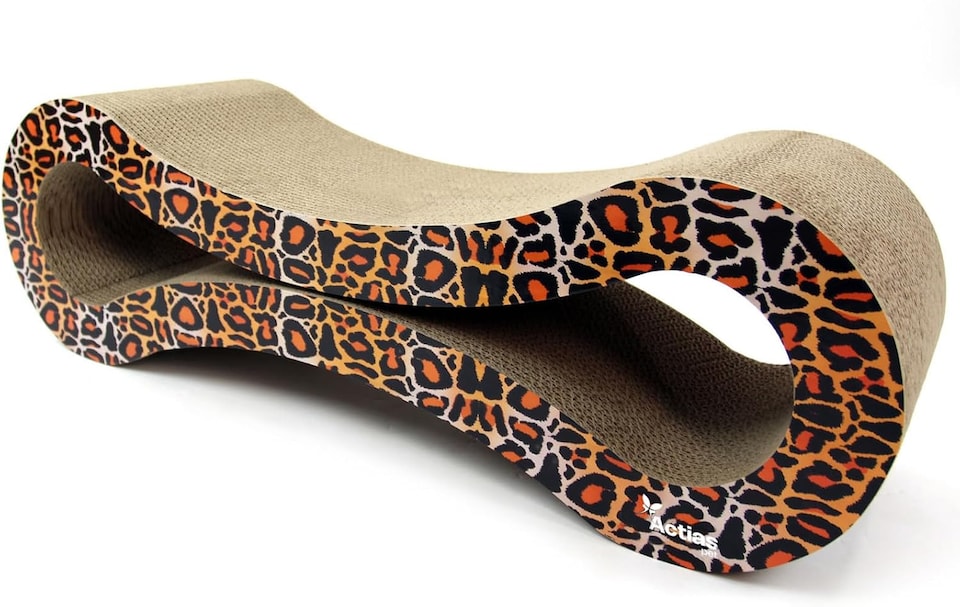 image 1 of Actiaspet - Leopard Print Cardboard Cat Scratching Post/Sofa Bed Style with Catnip | 86.5 x 25 x 26 cm