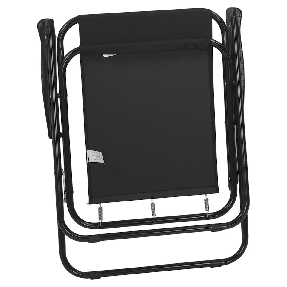 image 1 of Garden Patio Metal Folding Spring Deck Chairs Camping Beach Picnic Outdoor Seats | Black | 4 Black