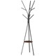 image 1 of HOMCOM Freestanding Metal Coat Rack Stand 9 Hooks Clothes Tree with 1 Shelf Hat Display Hall Tree Hanger Bag Umbrella Hanging Organiser Brown