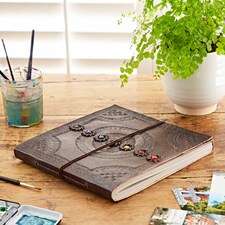 Indra Chakra Embossed Leather Album with Semi-Precious Stones