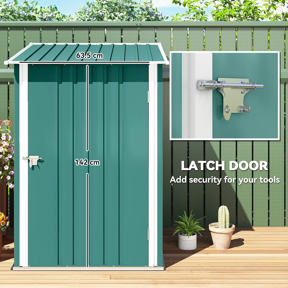image 1 of Outsunny 3.3ft x 3.4ft Outdoor Storage Shed Steel Garden Shed w/ Lockable Door | Green