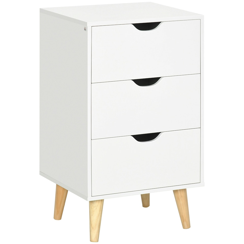 image 1 of HOMCOM Chest of Drawers, 3 Drawer Unit Storage Chest Bedroom, White