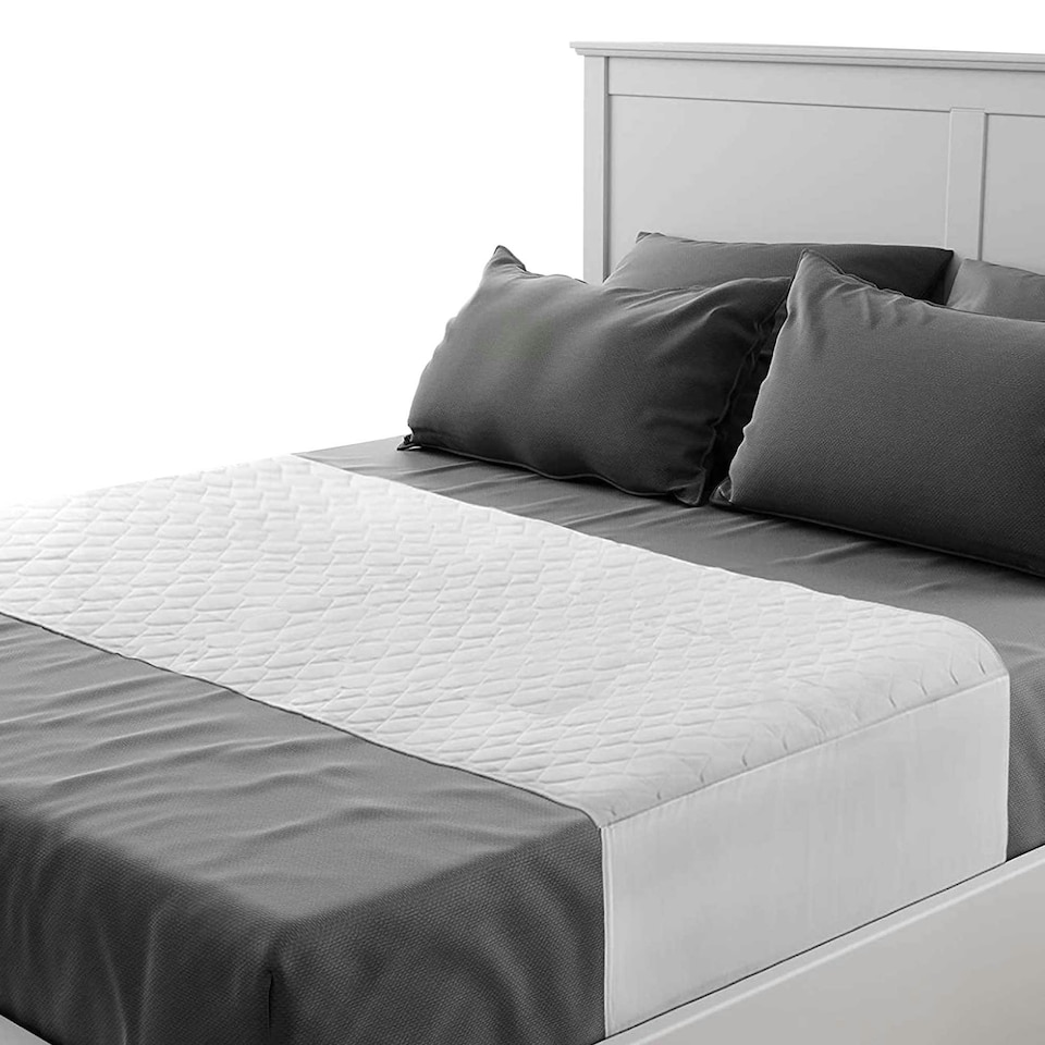 image 1 of Incontinence Bed Pads with Tucks - Cotton Super King Size Waterproof Incontinence Sheet for Adults - Reusable Bed Wetting Mat, Absorbs Up To 3L, 85x180 cm White White | Super King