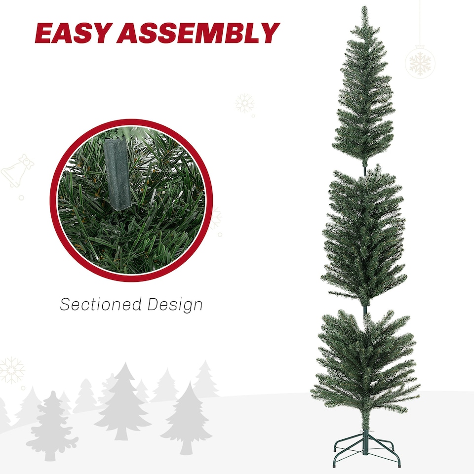 image 1 of HOMCOM 7 Foot Artificial Pencil Christmas Tree with Branches, Green
