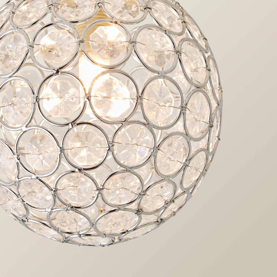 image 1 of ValueLights Ella Chrome Sphere Globe Jewel Flush Ceiling Light | Chrome
