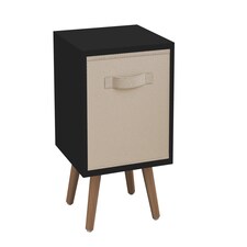 Black 1-Drawer Cube Shelving Unit with Scandinavian Legs | Cream | Beige & Beech | 1