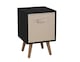 image 1 of Black 1-Drawer Cube Shelving Unit with Scandinavian Legs | Cream | Beige & Beech | 1