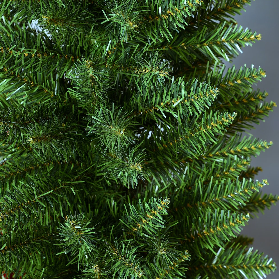image 1 of HOMCOM 5ft Unlit Artificial Christmas Tree, Pencil Slim mas Tree with Solid Stand and Realistic Branches, Green