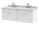 image 1 of Balterley Swynnerton Traditional 2 Drawer Wall Hung Vanity Unit with Double Marble Basin, Satin White, 1200mm