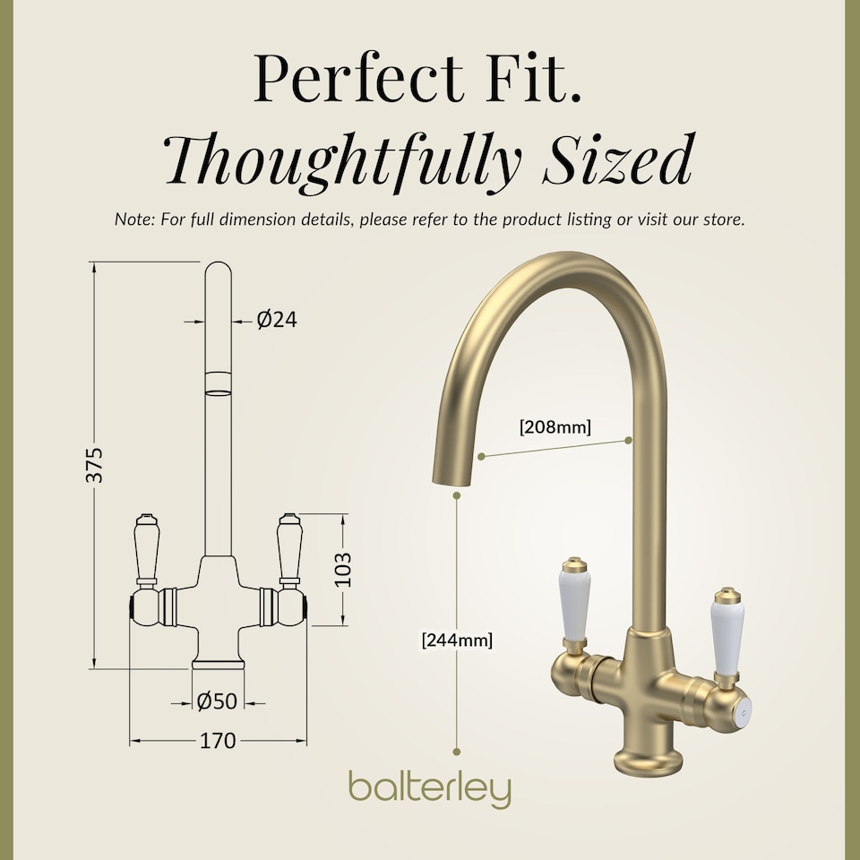 image 1 of Traditional Kitchen Sink Mono Mixer Tap - Brushed Brass Lever Handles | Copper | Brushed Brass | 1