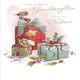 image 1 of Granddaughter Traditional Red Robin and Presents Christmas Card