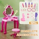 image 7 of AIYAPLAY Kids Dressing Table with Mirror and Stool, Kids Vanity Table Make Up Pretend Play Toys with Light, Music, 15 Accessories, for Ages 3-6 Years, Pink
