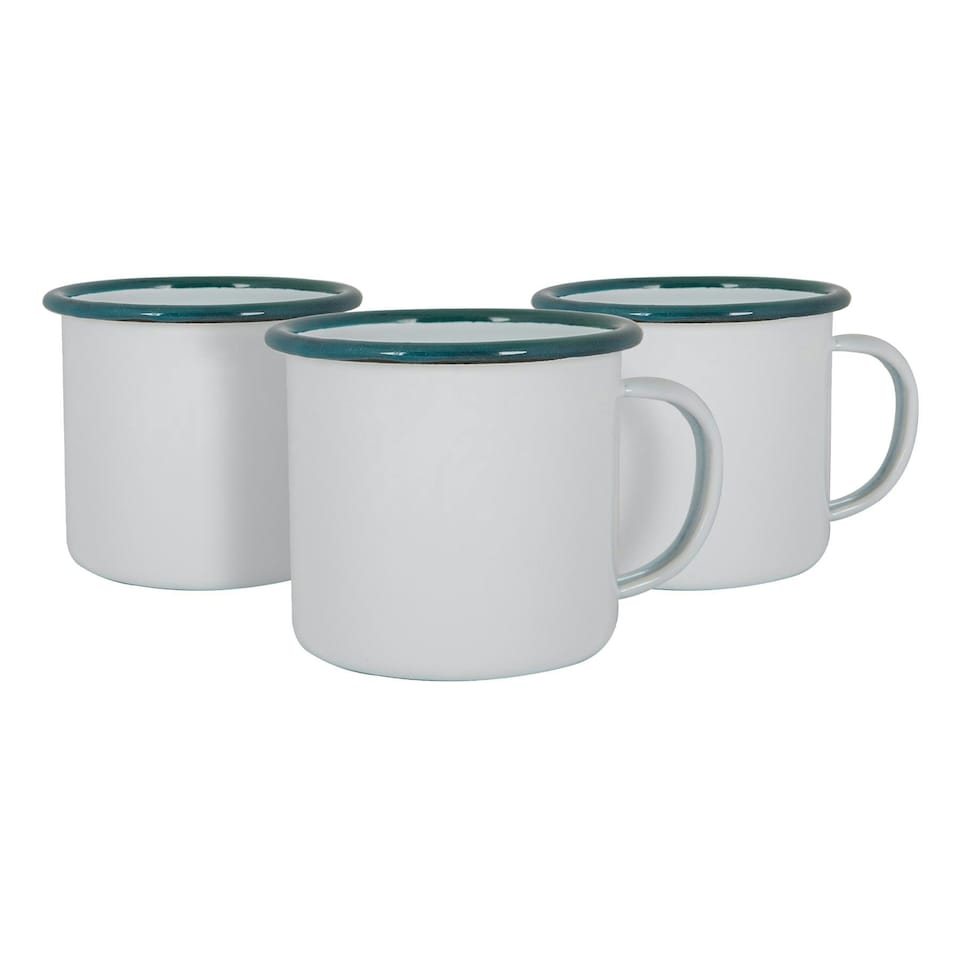 image 1 of Argon Tableware White Enamel Mugs - 375ml - Green - Pack of 6 Green