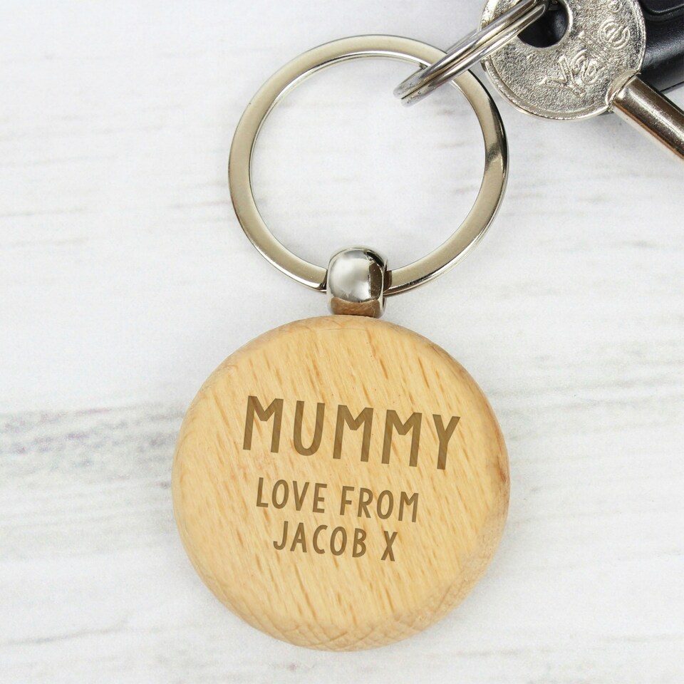 image 1 of Personalised Free Text Wooden Keyring
