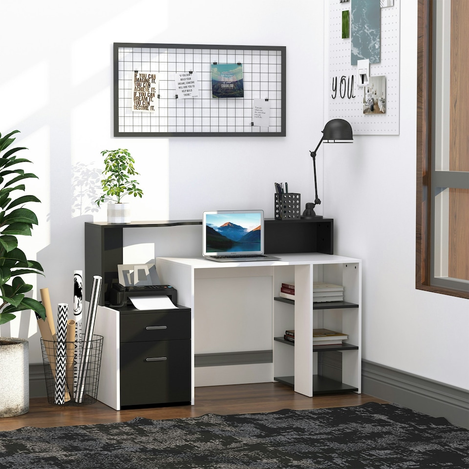 image 1 of HOMCOM Multi-Storage & Workstation Desk Table Storage Shelves
