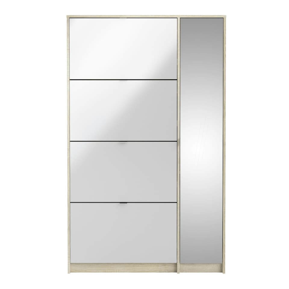 image 1 of Shoes Shoe Cabinet 4 Flip Down Doors and 2 layers 1 Mirror Door Oak structure